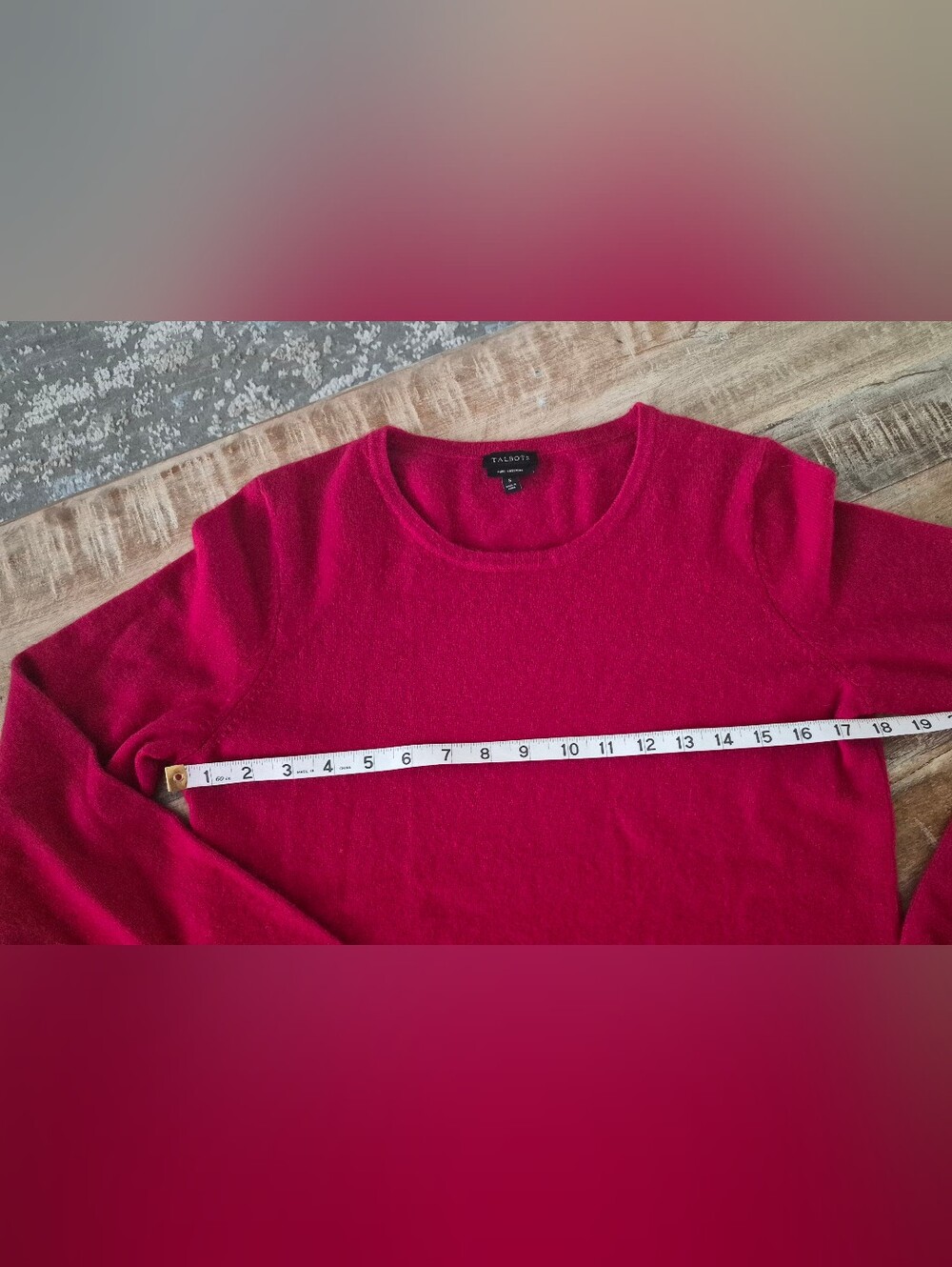 TALBOTS 100% Pure Cashmere Red Crewneck Sweater Small Classic Knit Pullover - Picture 5 of 8